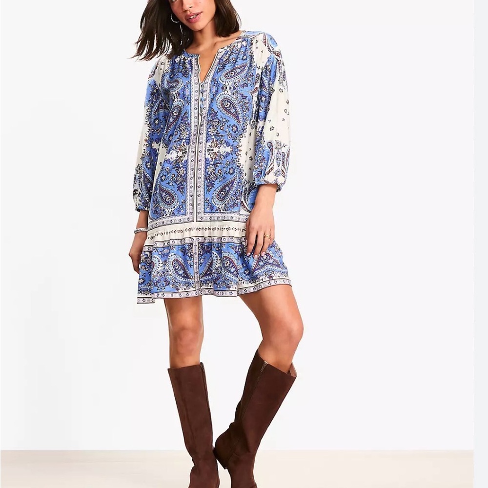 LOFT Bandana Print Mini Flounce Dress